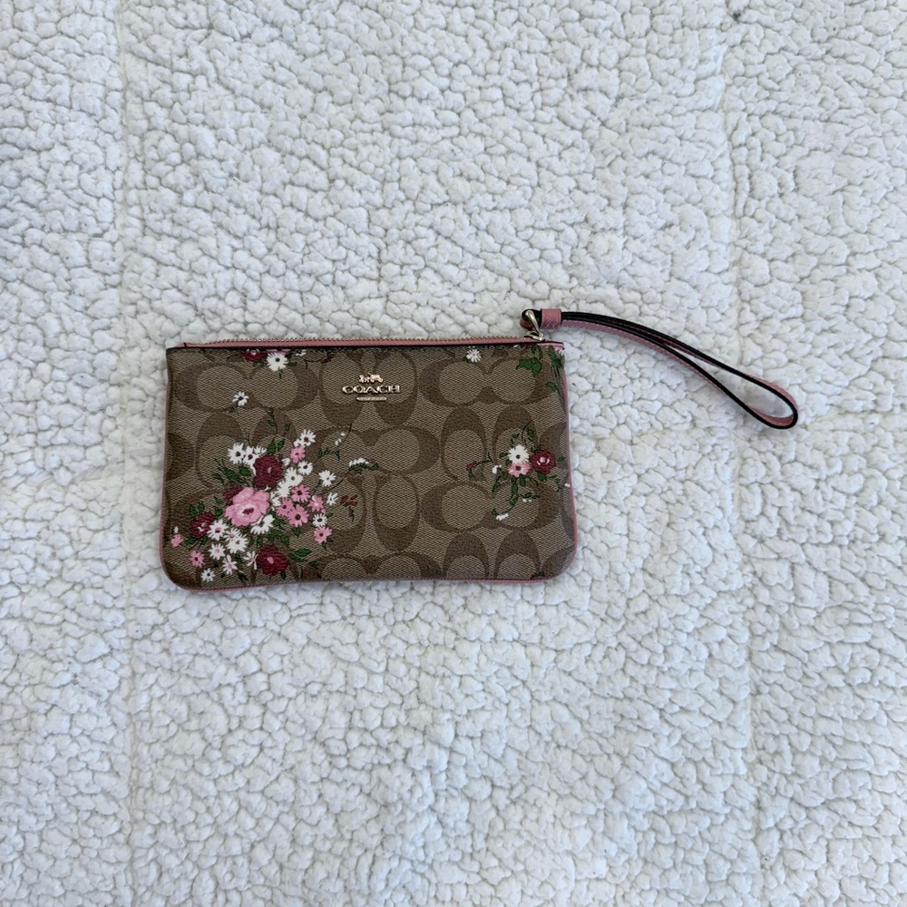 Coach Tan Floral Wristlet